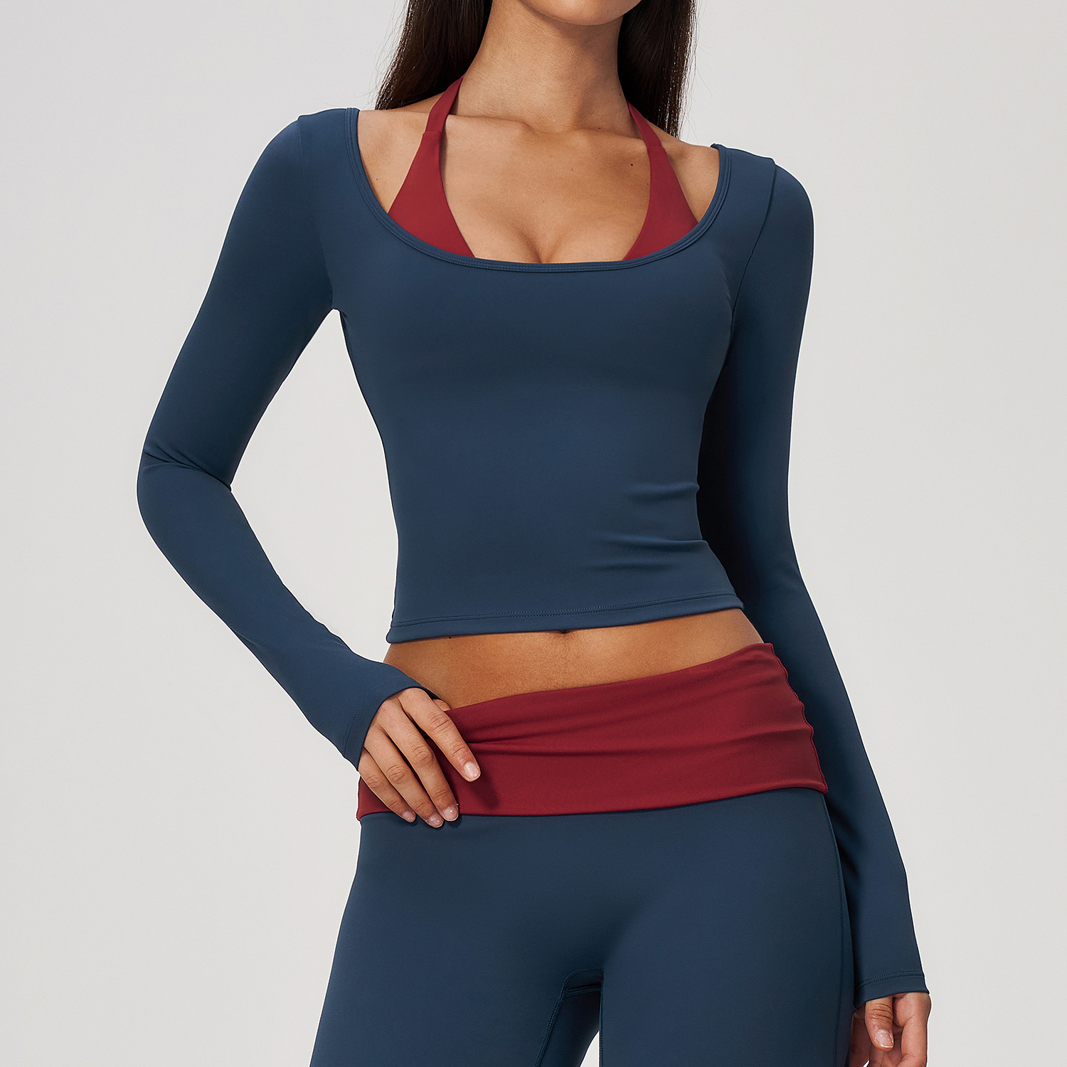2-in-1 Fake Two Piece Halter Y - Pilates Yoga Top recension och pris